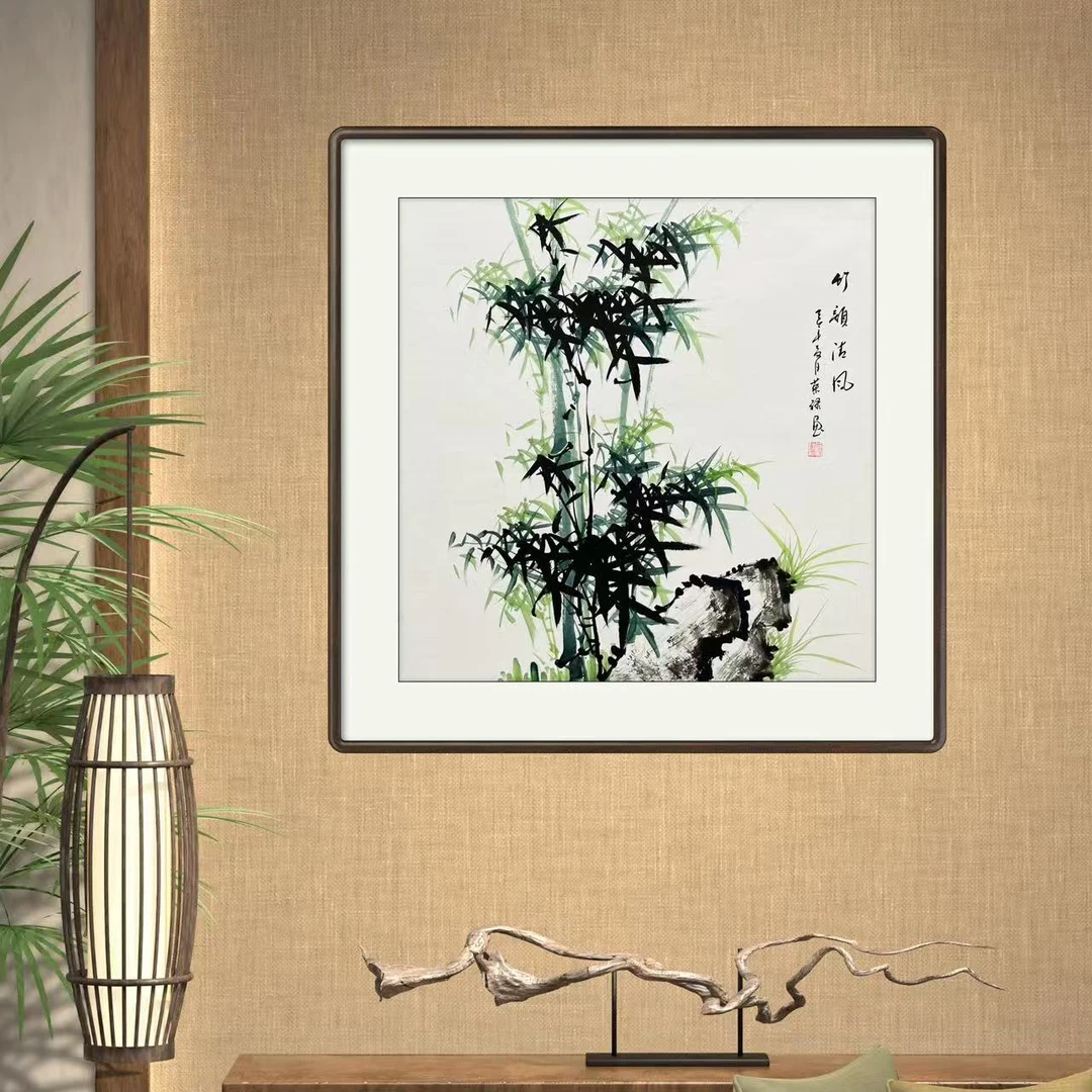 《竹韵清风》斗方手绘国画书房茶室卧室客厅书画挂画作品文玩探宝