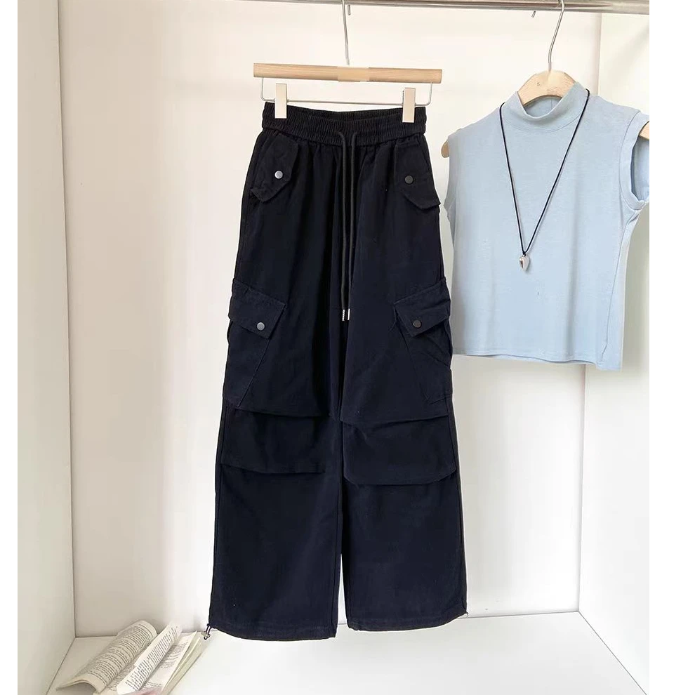 高腰抽绳两穿休闲工装裤（9903）