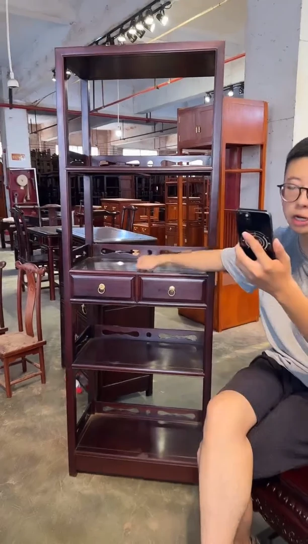 黑酸枝木类成套家具加大无门书柜