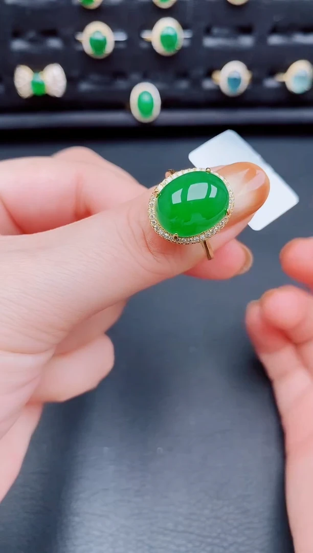 【闪购商品】翡翠戒指银S925镶嵌天然a货翡翠156