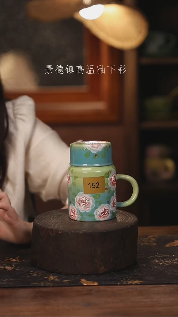 陶瓷景德镇高温釉下手绘陶瓷@L152@