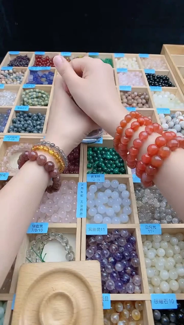 银S925镶嵌手链日光石废***心橙月光手机链