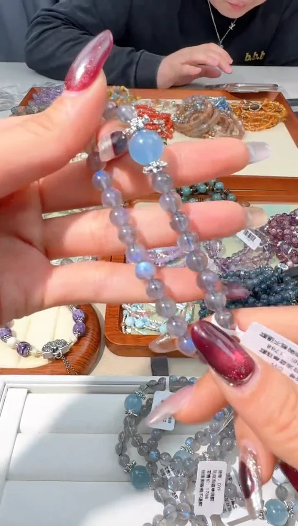 【闪购商品】长石手链未镶嵌M034灰月海蓝单珠款