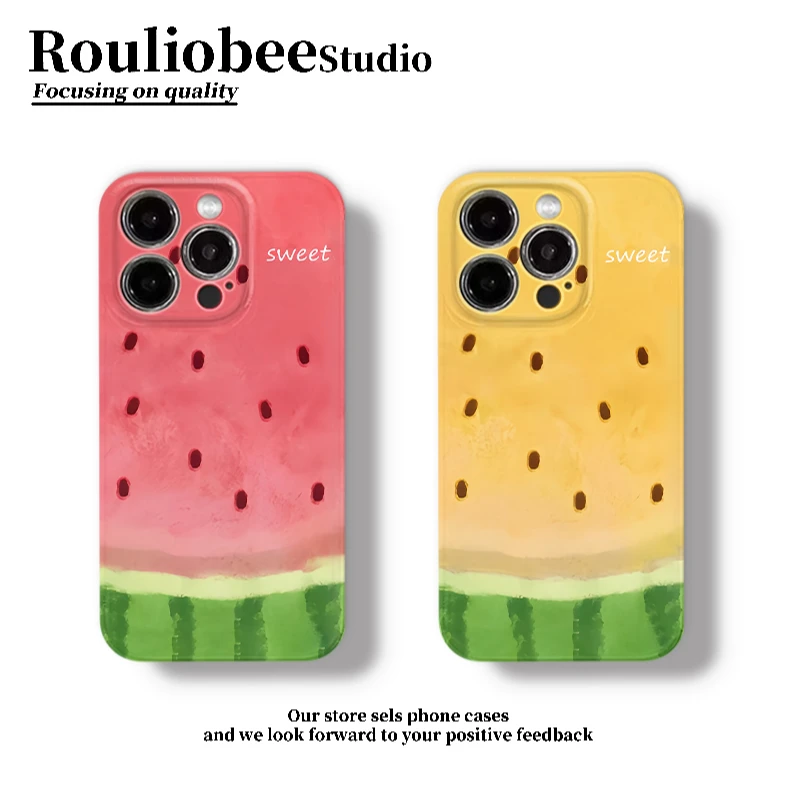 欧克里里夏日水彩西瓜适用苹果16菲林手机壳华为P70oppo小米vivo
