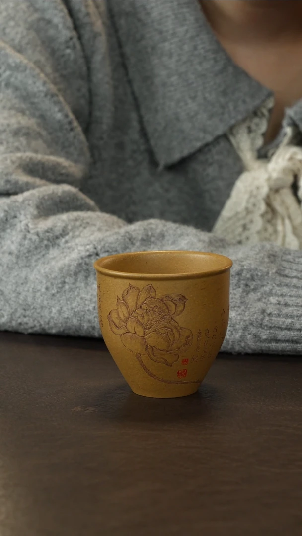 茶杯紫砂蒋文琴荷花主人杯