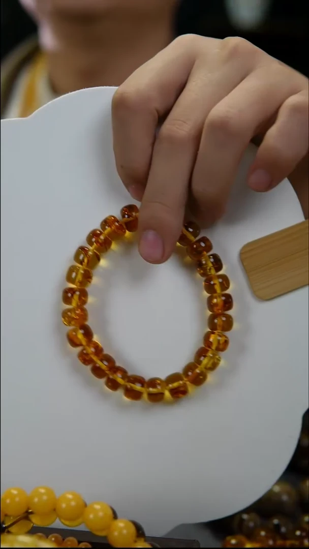 手串琥珀未镶嵌11mm天然俄罗斯花珀老型珠手串