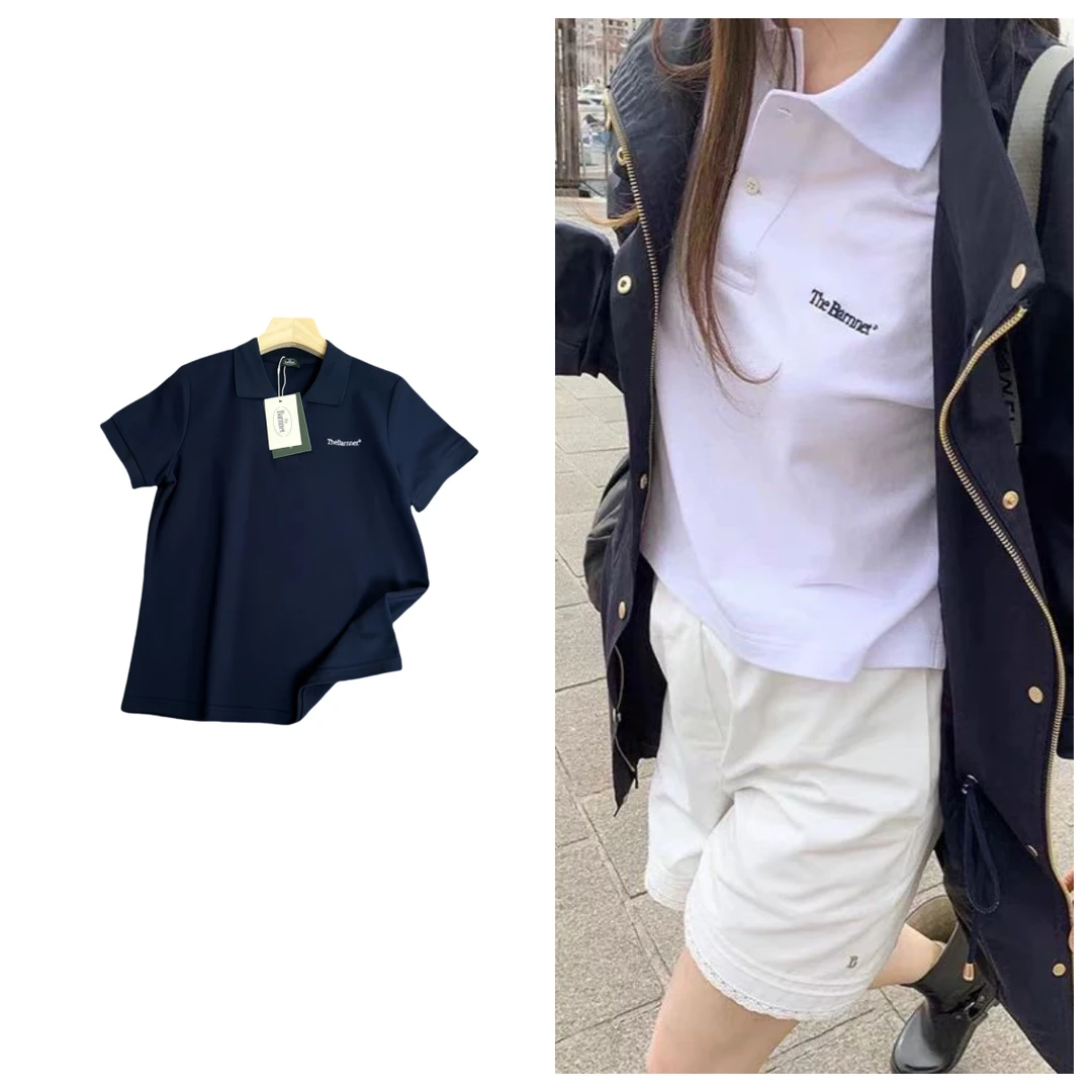 F08韩系2025夏季新款刺绣字母Polo领短袖T女士宽松休闲时尚百搭