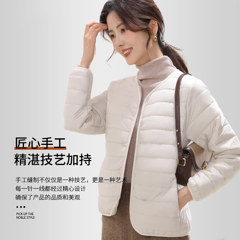 2025秋冬男女同款圆领短款薄款单排扣修身百搭羊毛内胆棉服外套