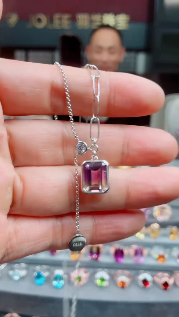 吊坠(赠链)银S925镶嵌水晶么****空水晶吊坠