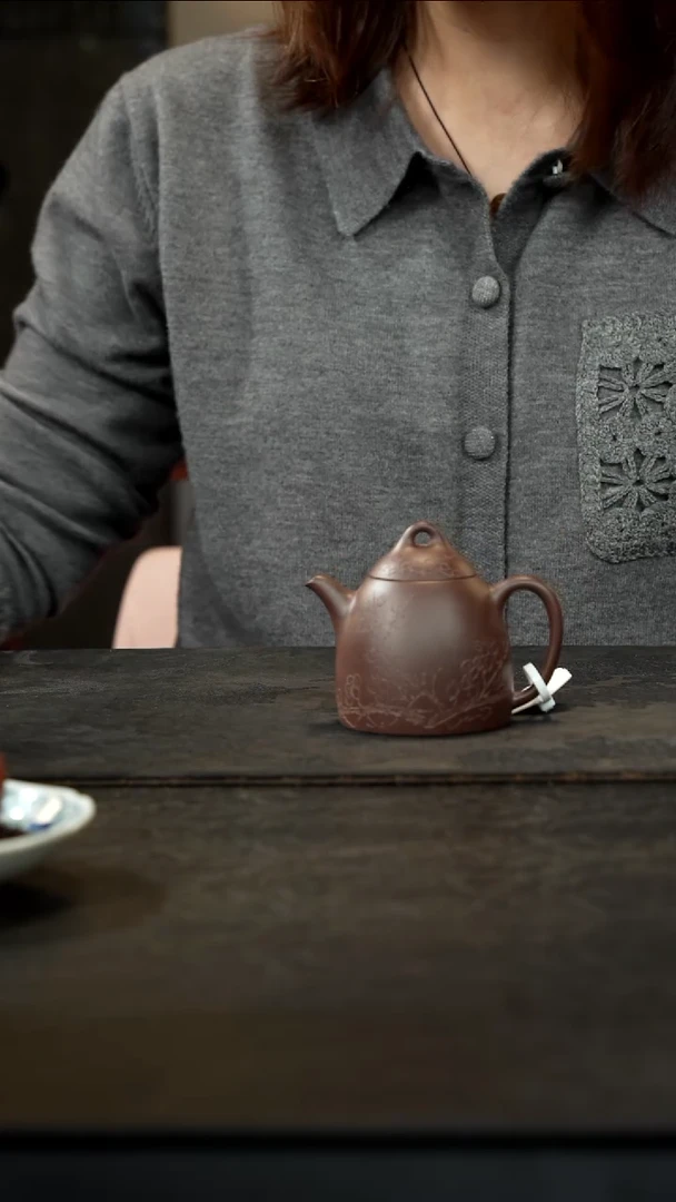 茶壶紫砂天青泥子冶秦权刻绘170cc