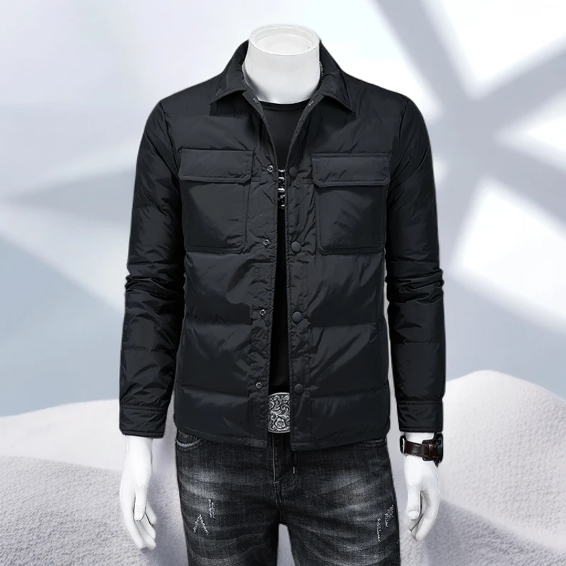 宾斯洛特翻领羽绒服男士潮流帅气个性羽绒衣外套修身保暖男装帅气