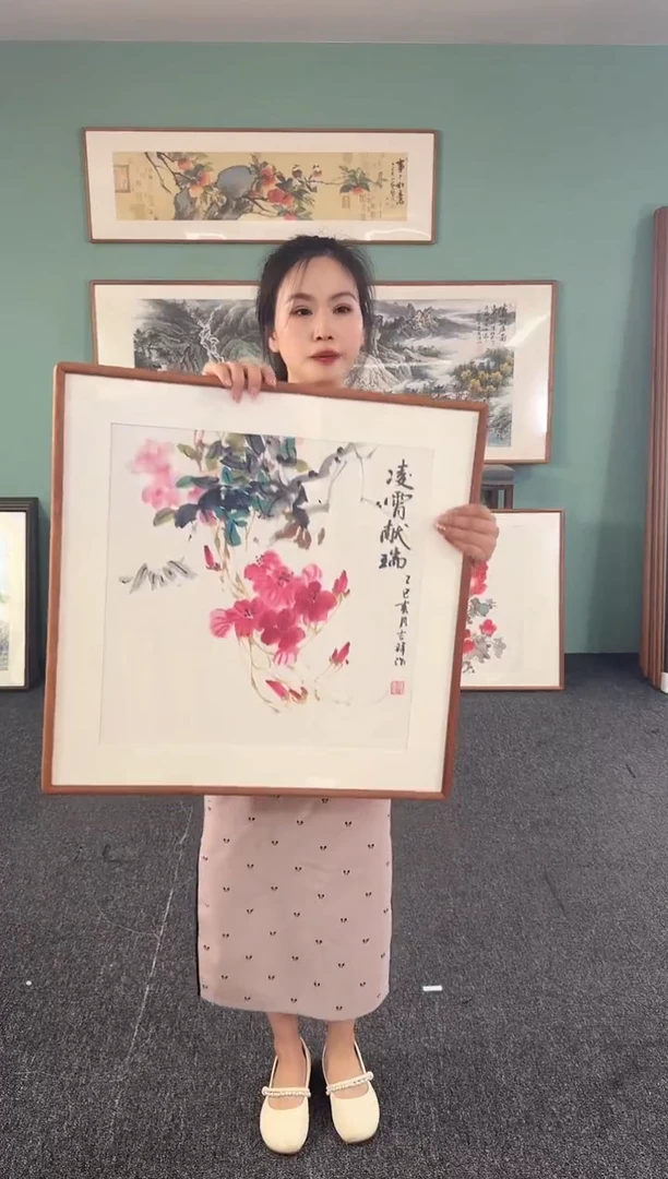 国画凌霄花 60*60 孙吉祥