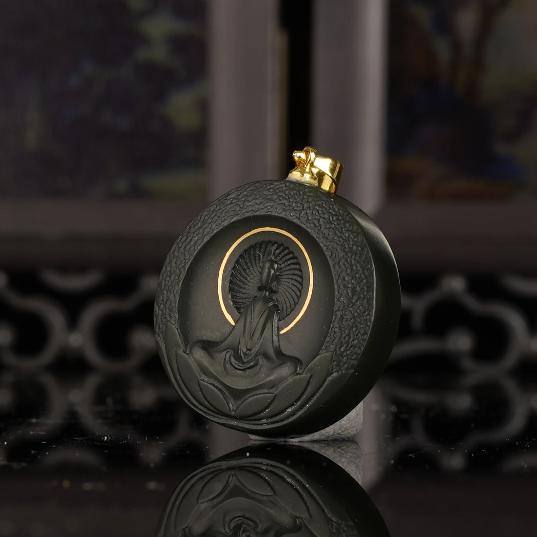 XC11176二十世纪和田玉无相佛挂坠