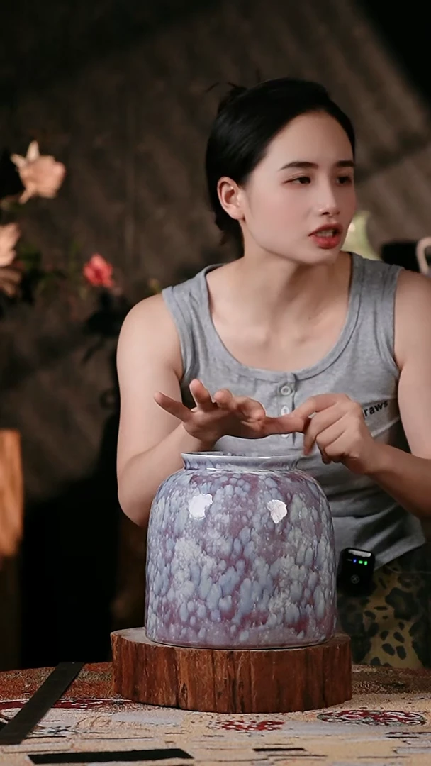 摆件景德镇高温陶瓷微瑕花器孤品（口径12高度20）