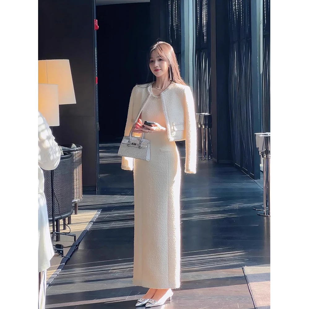 奥顿思兰迪秋冬装流行高级小洋装名媛气质小香风外套连衣裙套装裙