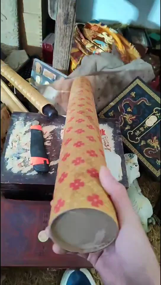 木1个黄色长桶摆件