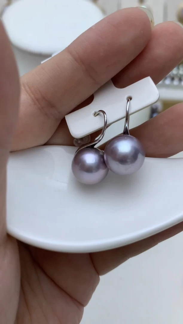 银S925镶嵌耳饰淡水珍珠e92