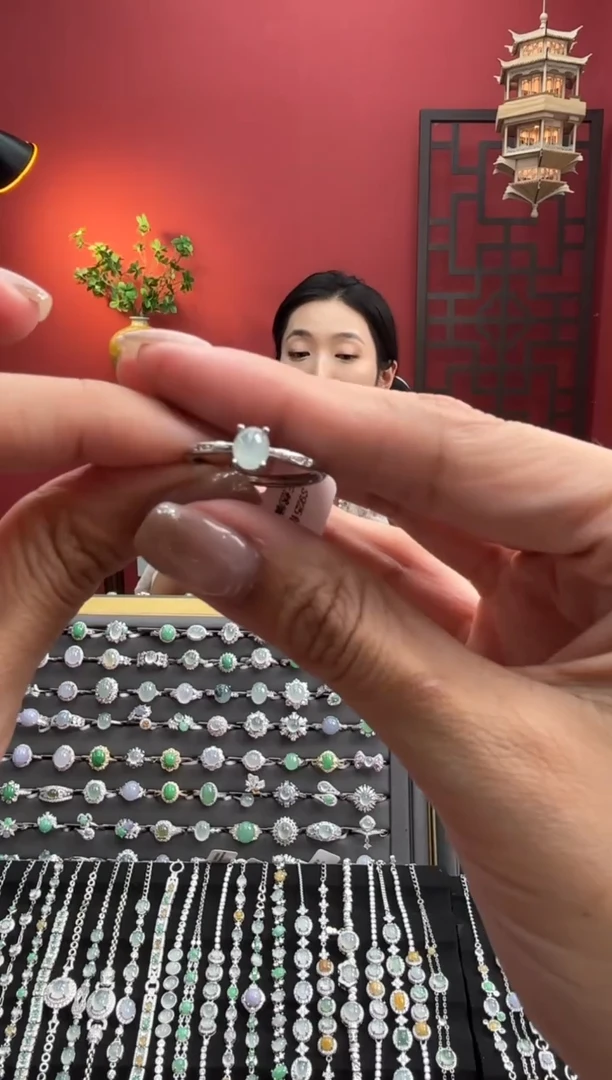 银S925镶嵌戒指翡翠50711