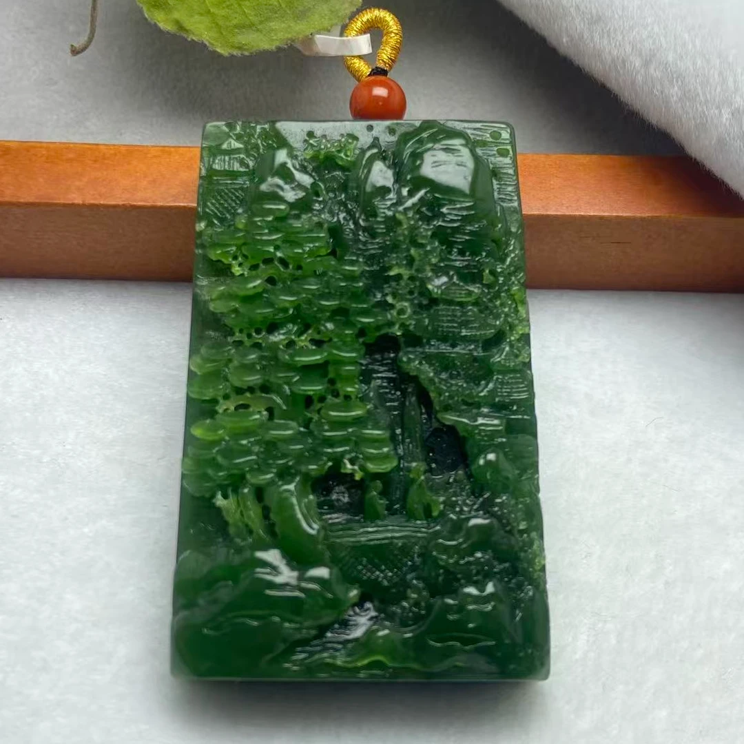 碧玉老料山水牌D005