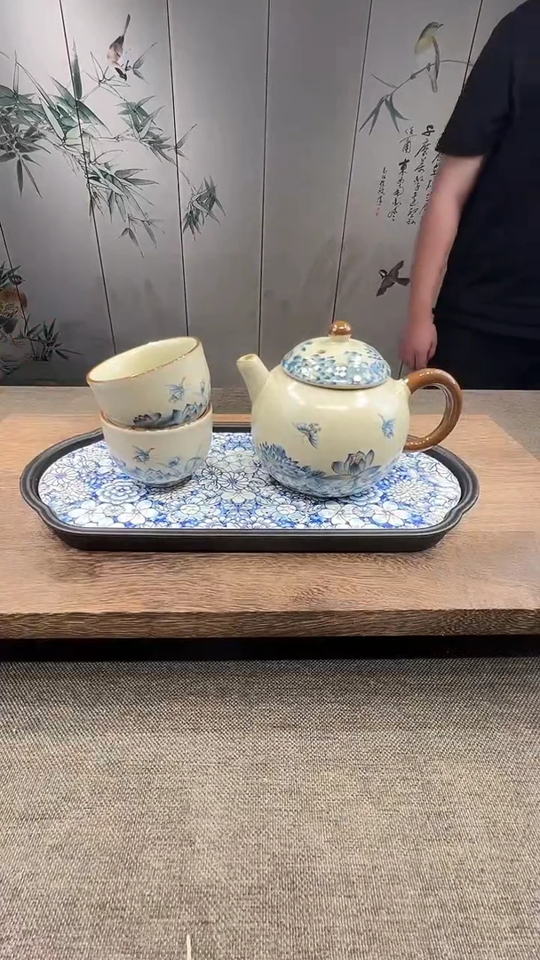 @微光茶器蝶恋花一壶两杯茶盘ZH1566