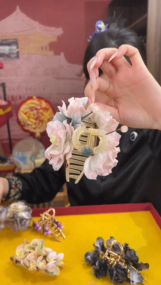 【闪购商品】刺绣非遗绒花缠花手工（抓夹 ）