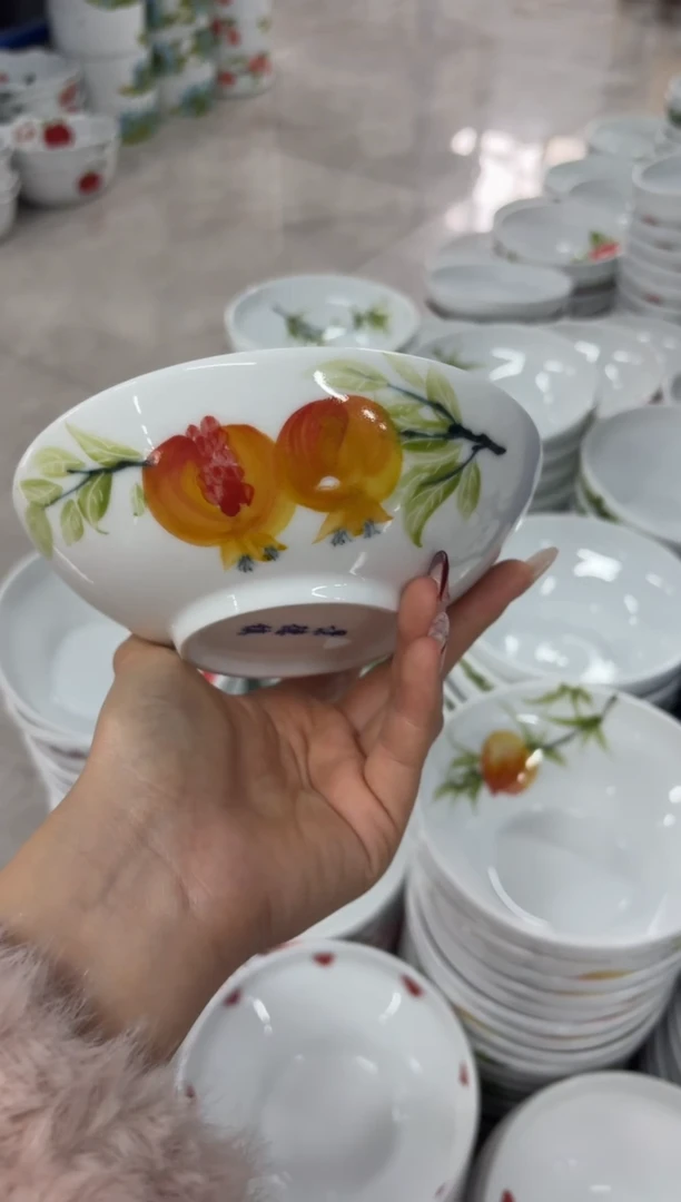 瓷片景德镇高温陶瓷食品级手绘釉中彩-小胖碗（无内绘）