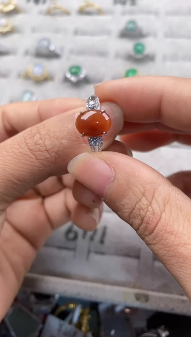 银S925镶嵌戒指翡翠333---5