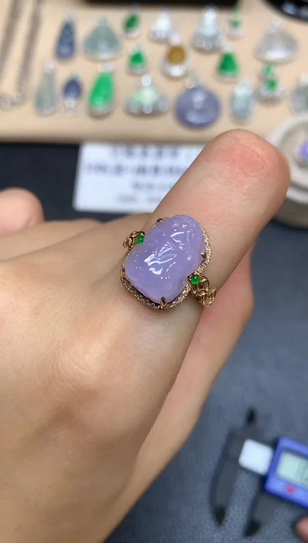 18K金镶嵌戒指翡翠貔貅【无服务费【24小时鉴赏期】