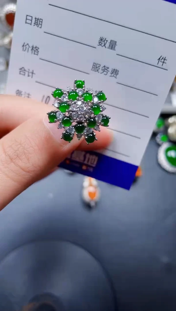 银S925镶嵌戒指翡翠107