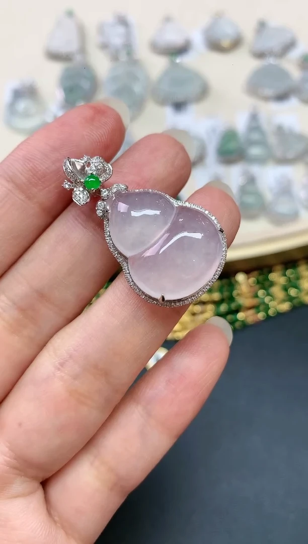 翡翠18K金镶嵌吊坠(不含链)A090|9800