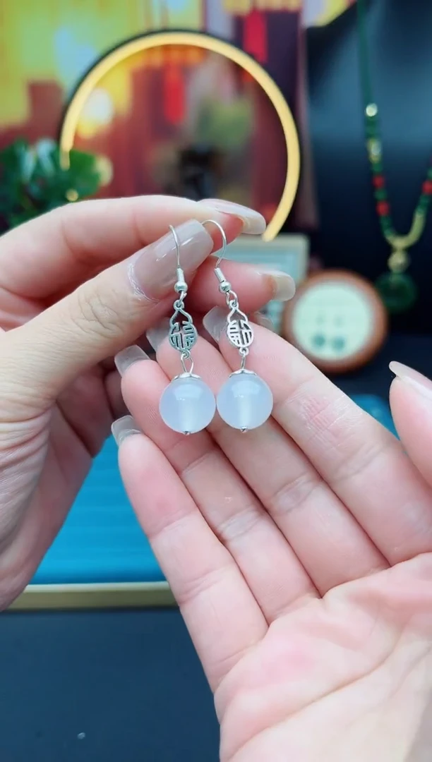 玛瑙/玉髓耳饰银S925镶嵌522000