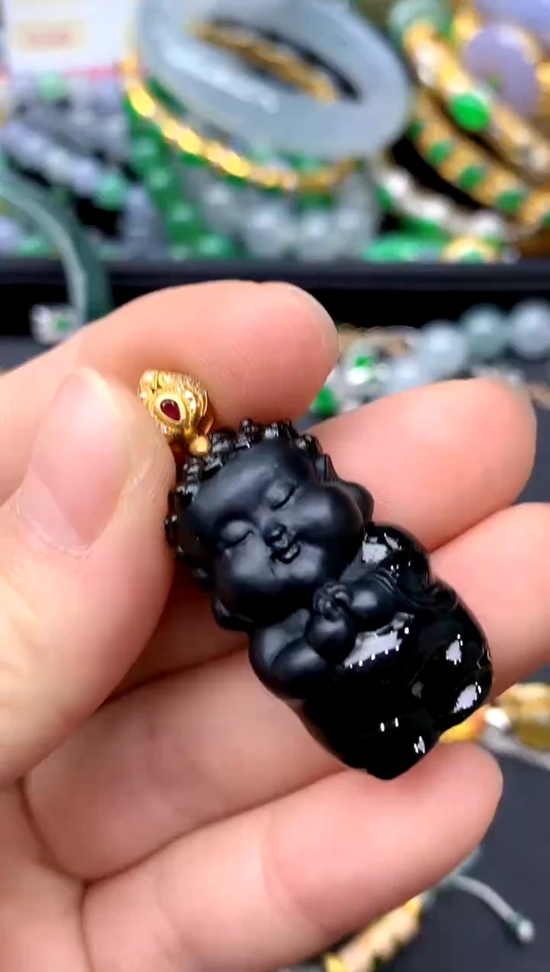 颈饰18K金镶嵌翡翠345-中国好珍宝