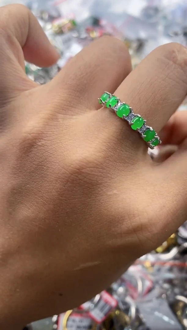 银S925镶嵌戒指翡翠444                 5