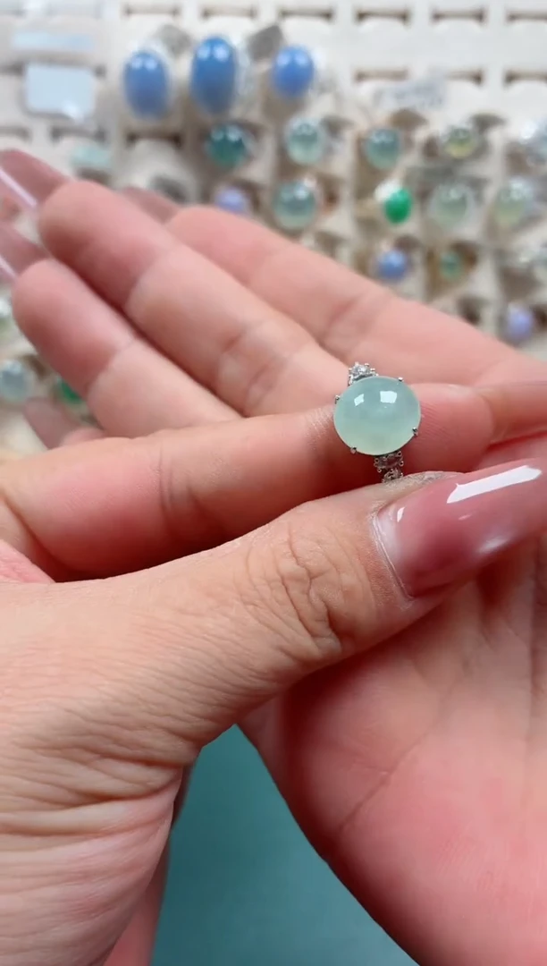 银S925镶嵌戒指翡翠.