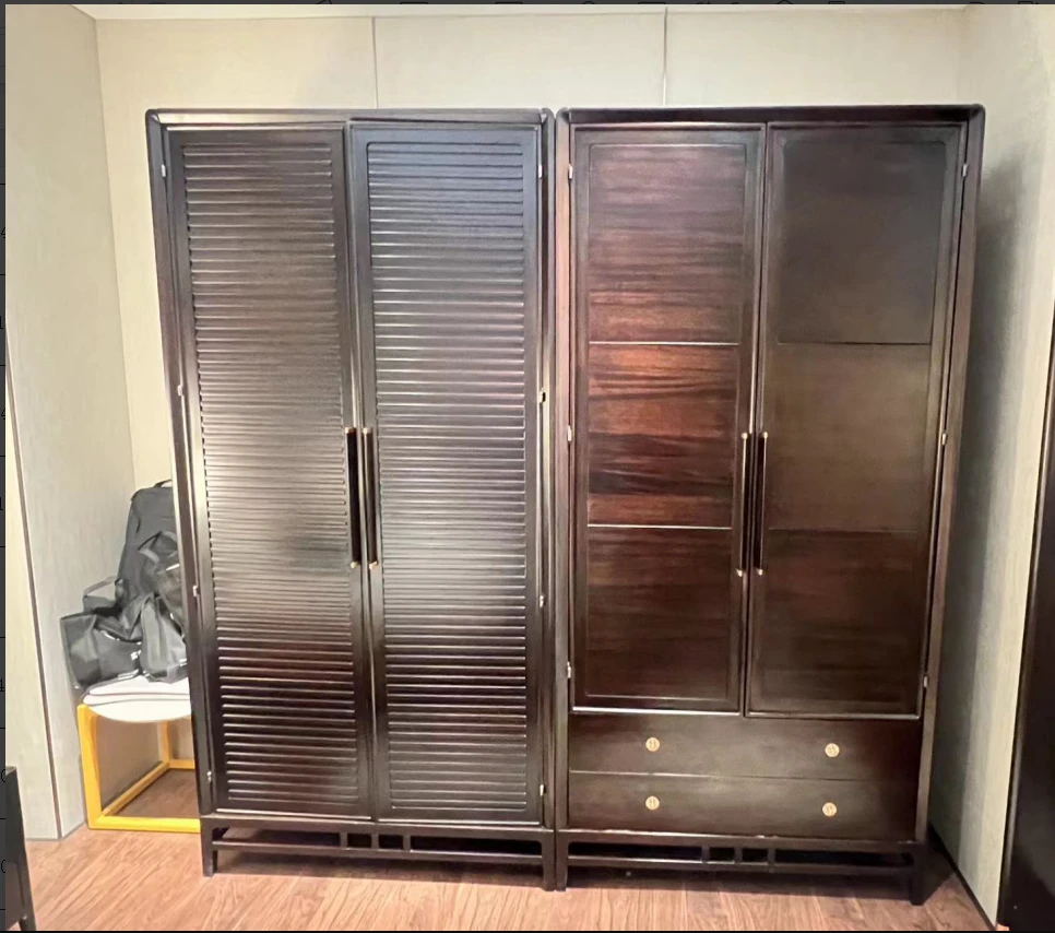 非镜双门简约推拉两门衣柜---非洲进口木材制作全实木两门衣柜