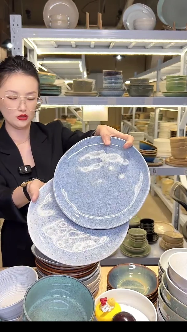 瓷337外贸尾货高温釉下彩陶瓷餐具默认微瑕