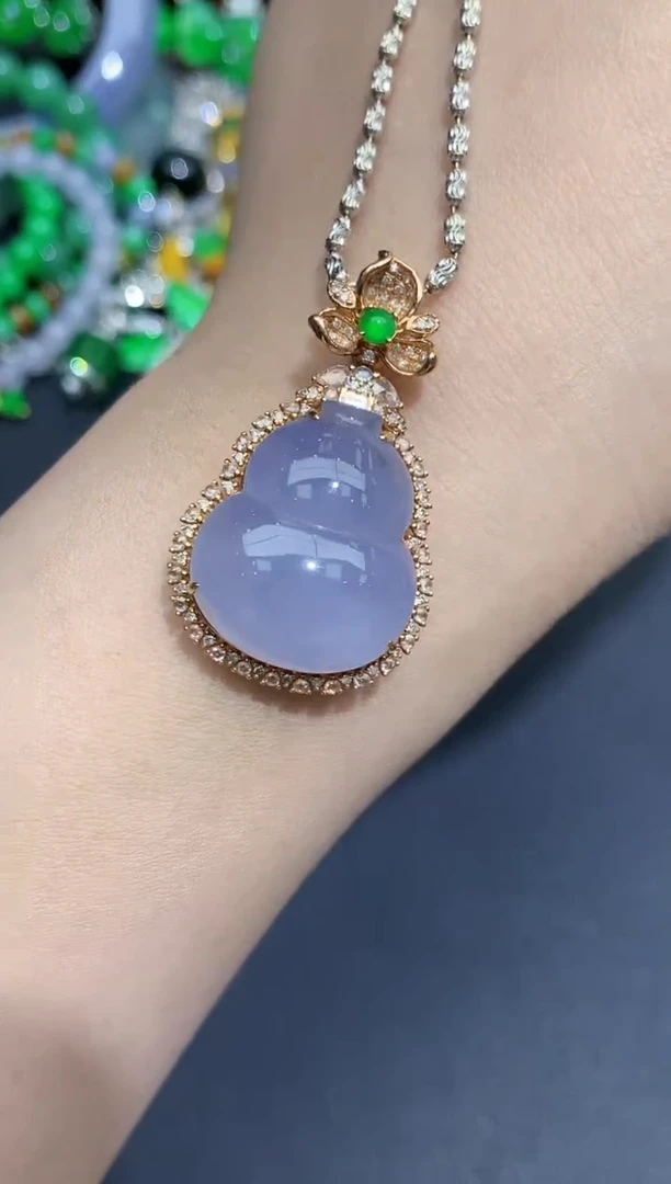 定制翡翠18K金镶嵌620-春日珠宝-不含链