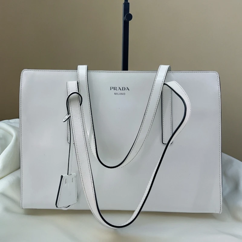 95新 Prada/普拉达   白色手提托特包 1701 6490