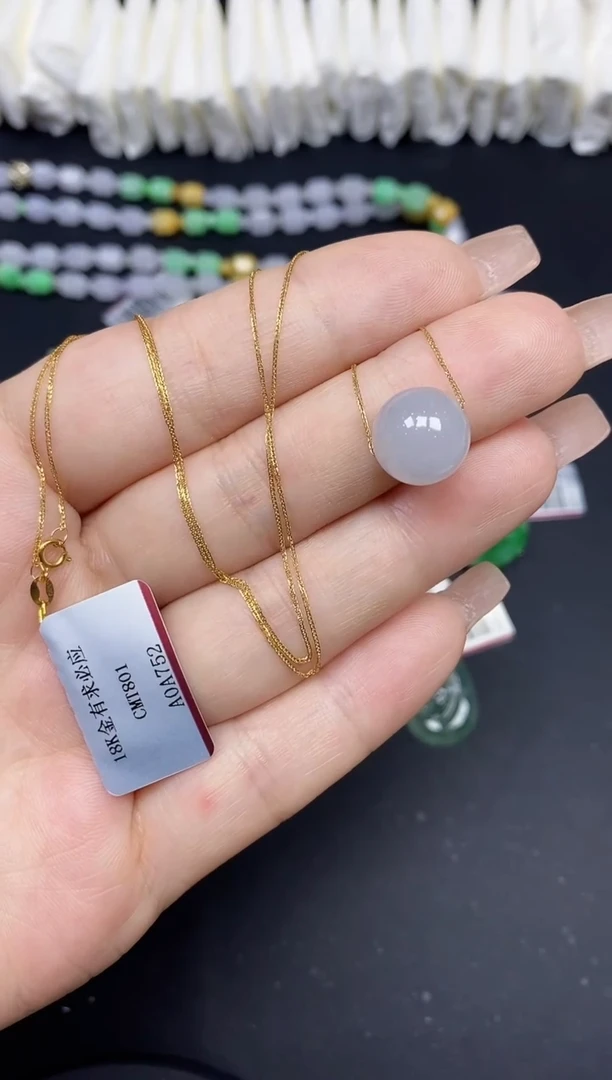 套链18K金镶嵌翡翠单珠18K金扣镶嵌@@CMT801