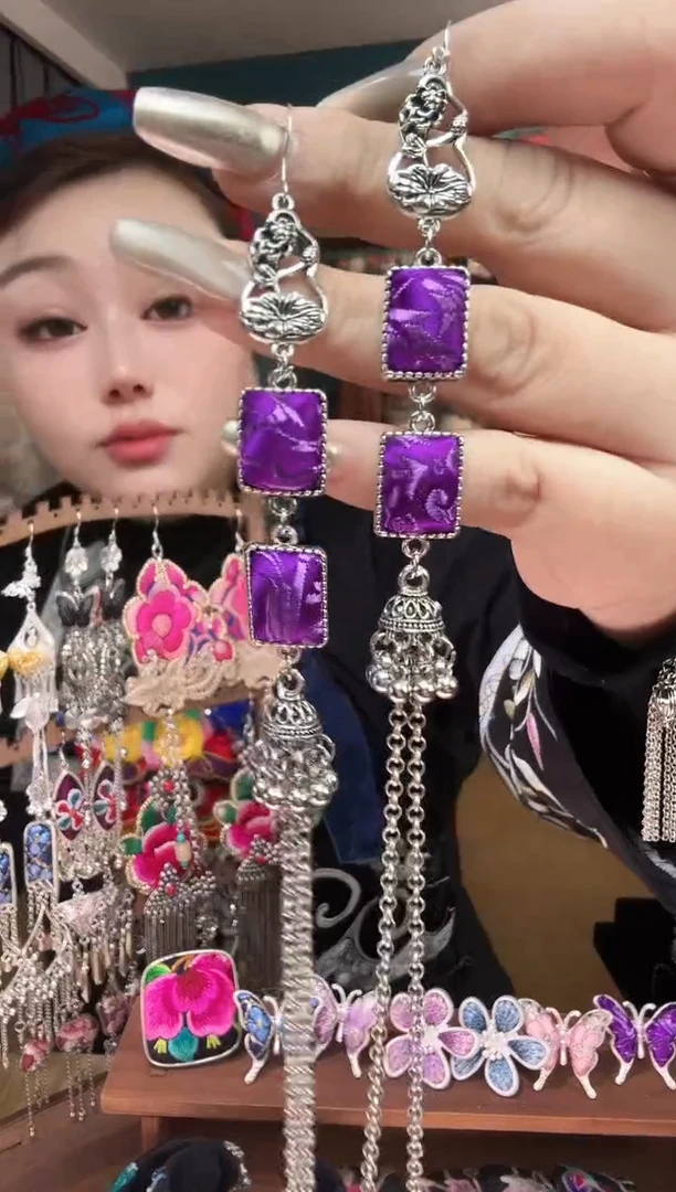 刺绣纯手工民族风刺绣耳环