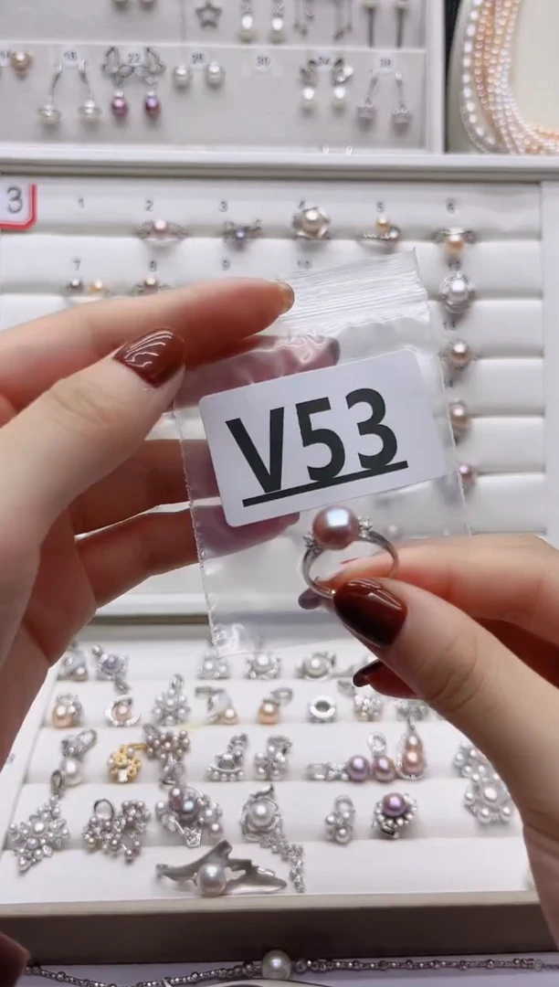 银S925镶嵌珠宝奇石淡水珍珠青****光V53