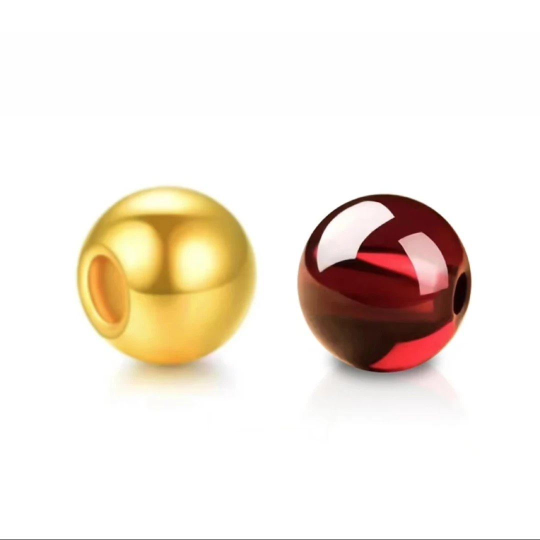 【SG】足金玛瑙5mm亮面金珠配件 多样发发一颗