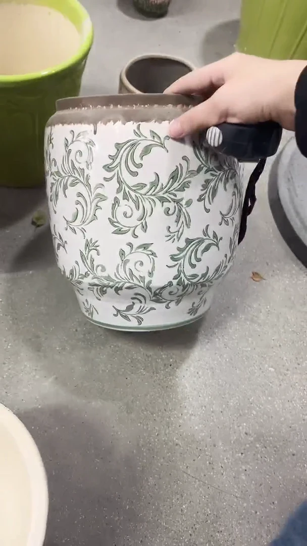 【闪购商品】陶瓷花盆高25.5cm内口17.5cm