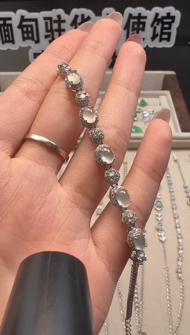 银S925镶嵌手链翡翠 缅甸珠宝严选1