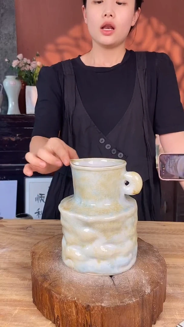 摆件景德镇高温陶瓷花器（口径10*高度18）