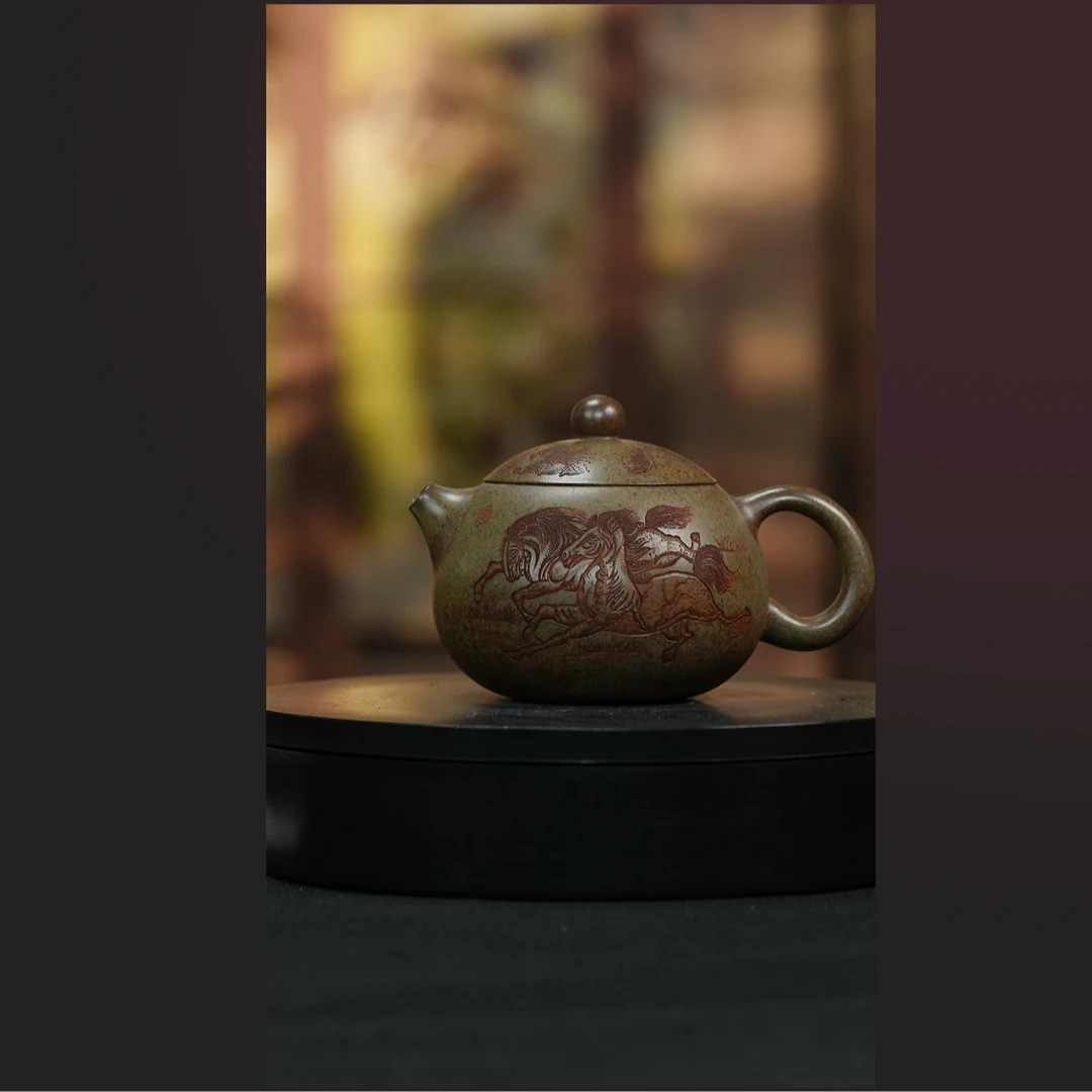 宜兴原矿龙背青马到成功西施紫砂壶