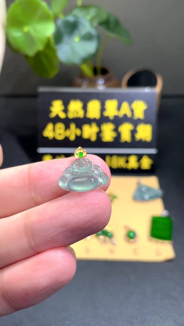 颈饰18K金镶嵌翡翠翡翠A货