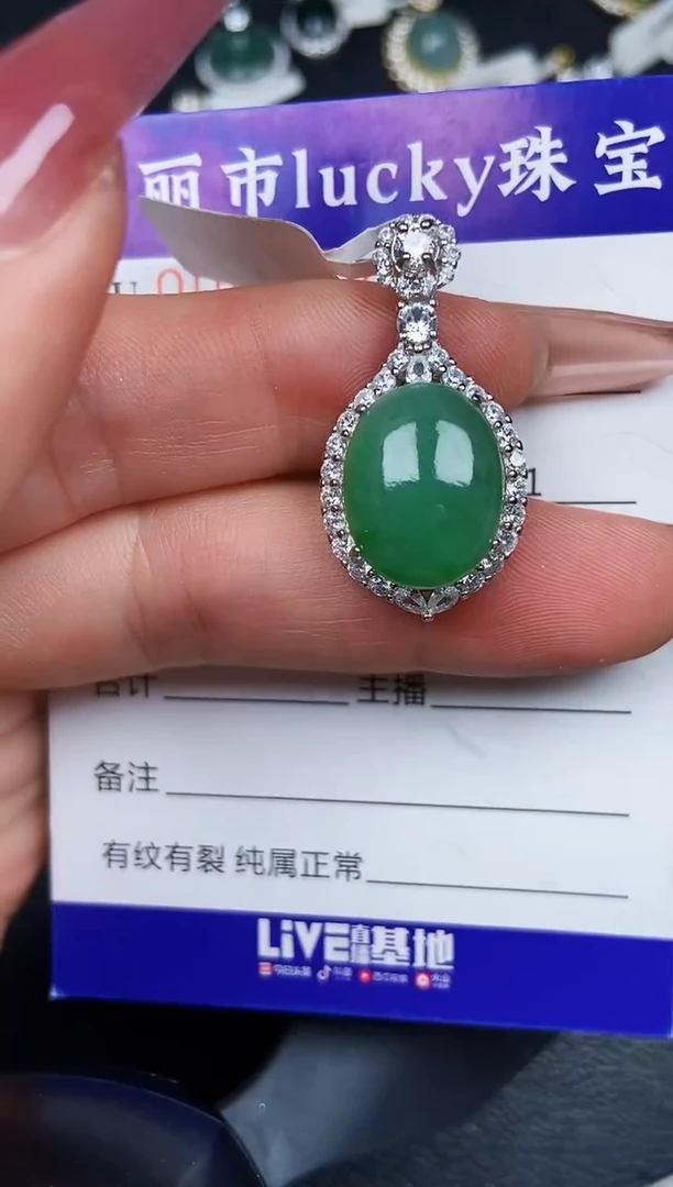 翡翠银S925镶嵌颈饰8772