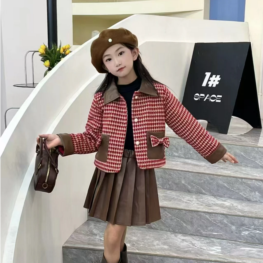 【485款】冬季2024新款儿童加绒韩版宝宝洋气小香风两件套套装