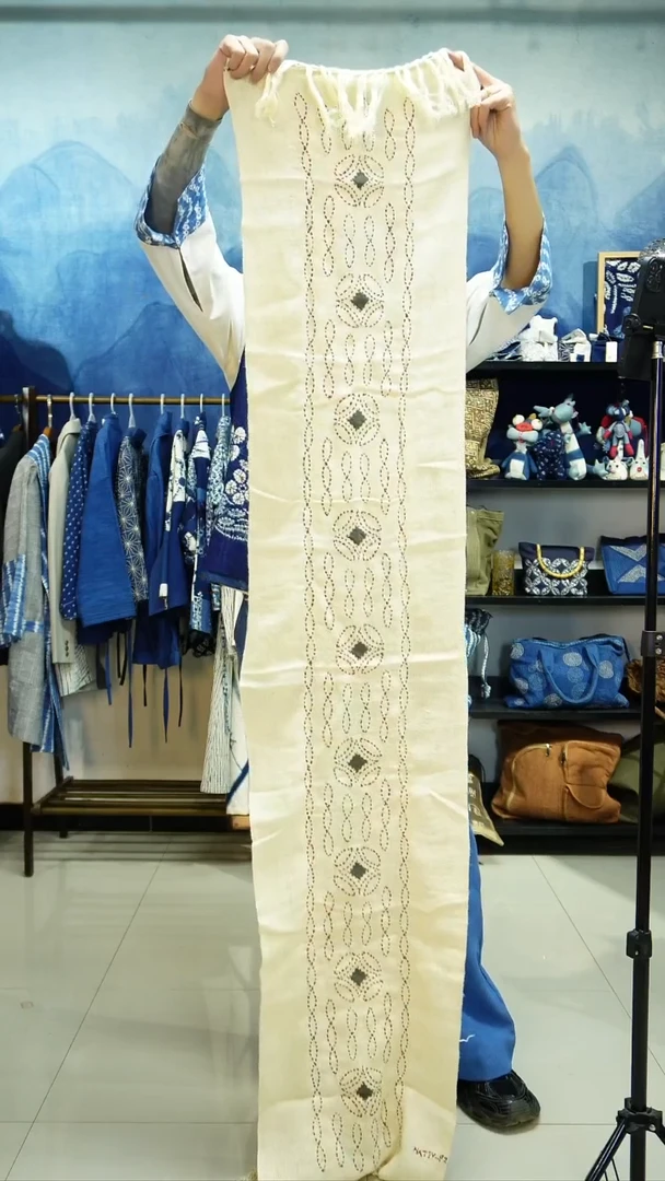 织绣手工刺子绣麻料围巾福利